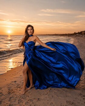 Sesja na plaży w sukni Flying Dress