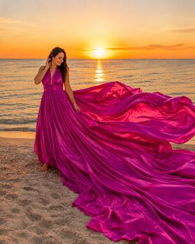 Sesja na plaży w sukni Flying Dress